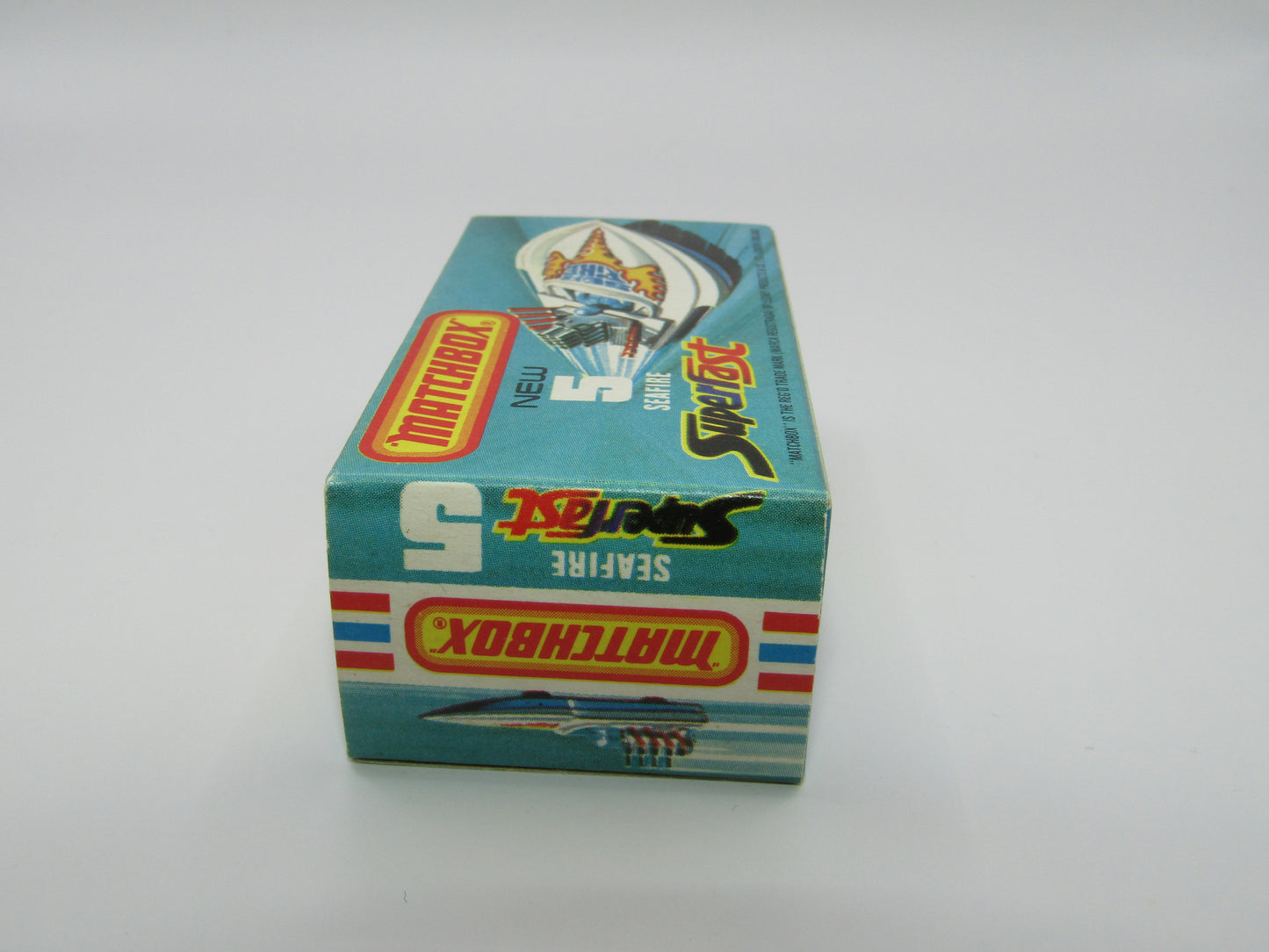 Matchbox Superfast 5B Seafire Boat, White, Blue Driver, TURQUOISE Base