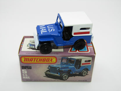 Matchbox Superfast 5C U.S Mail Truck Blue, BLACK HUBS no 5 Base