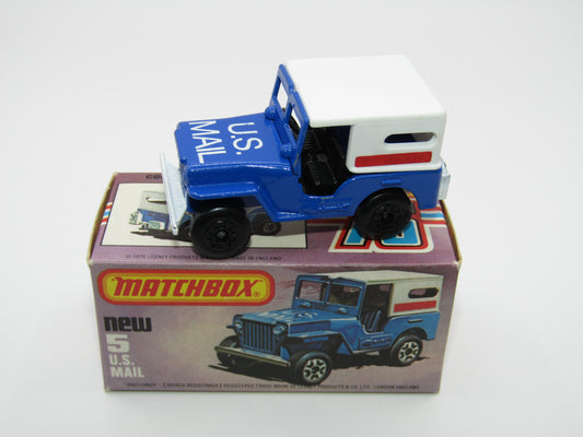 Matchbox Superfast 5C U.S Mail Truck Blue, BLACK HUBS no 5 Base