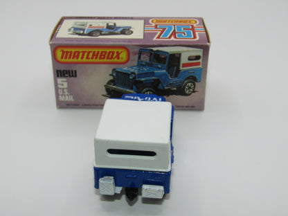 Matchbox Superfast 5C U.S Mail Truck Blue, BLACK HUBS no 5 Base
