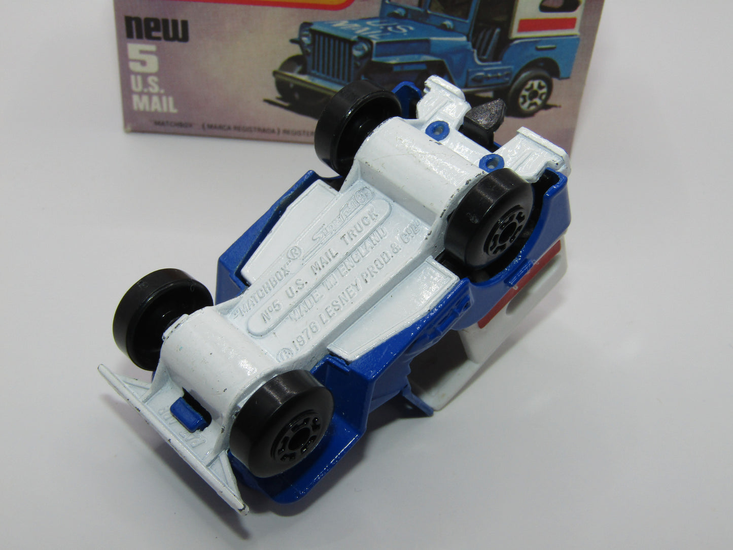 Matchbox Superfast 5C U.S Mail Truck Blue, BLACK HUBS no 5 Base