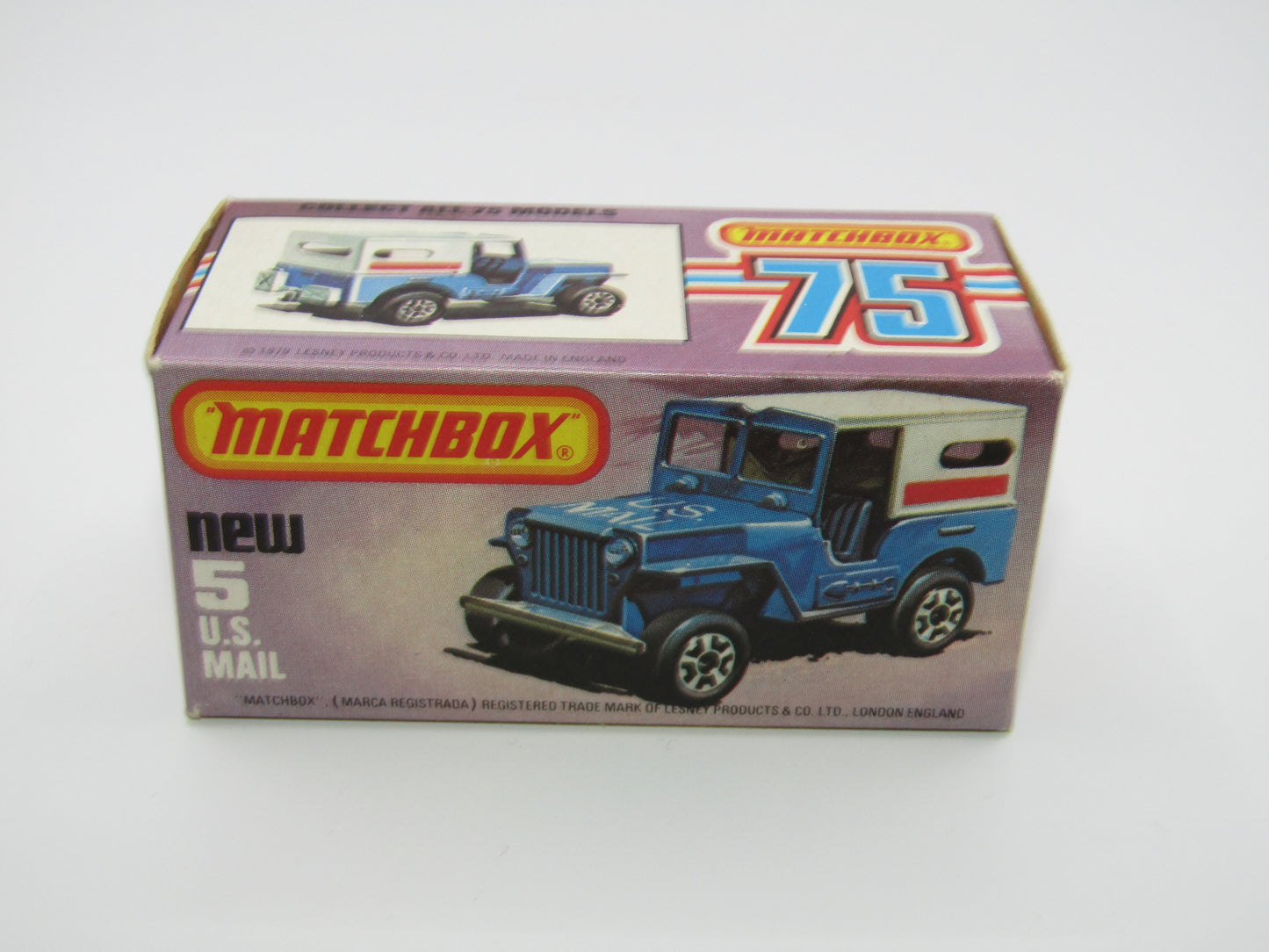 Matchbox Superfast 5C U.S Mail Truck Blue, BLACK HUBS no 5 Base