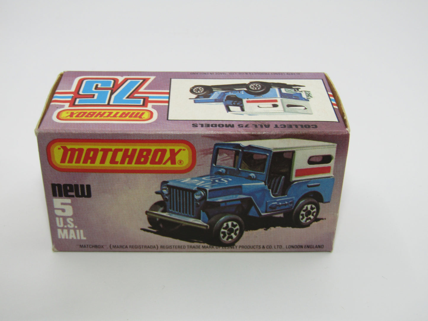 Matchbox Superfast 5C U.S Mail Truck Blue, BLACK HUBS no 5 Base