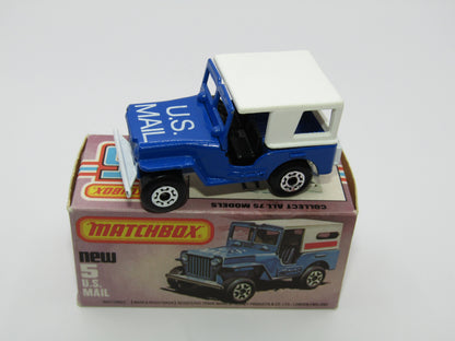 Matchbox Superfast 5C U.S Mail Truck Blue, LARGE Window in Canopy No 5 Base