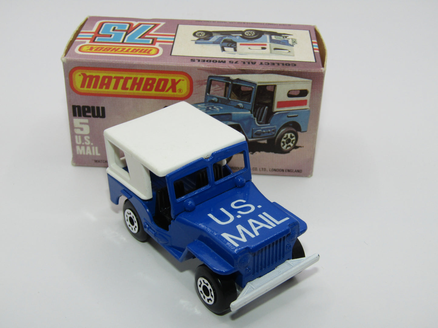 Matchbox Superfast 5C U.S Mail Truck Blue, LARGE Window in Canopy No 5 Base