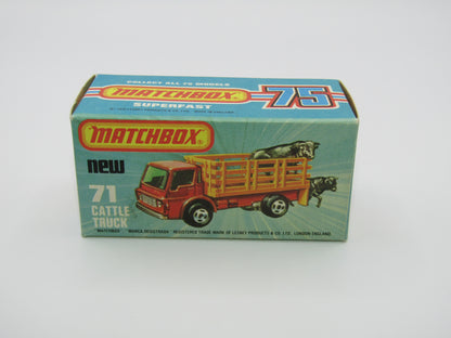 Matchbox Superfast 71C Cattle Truck FLAT RED AMBER Windows Tow Hook
