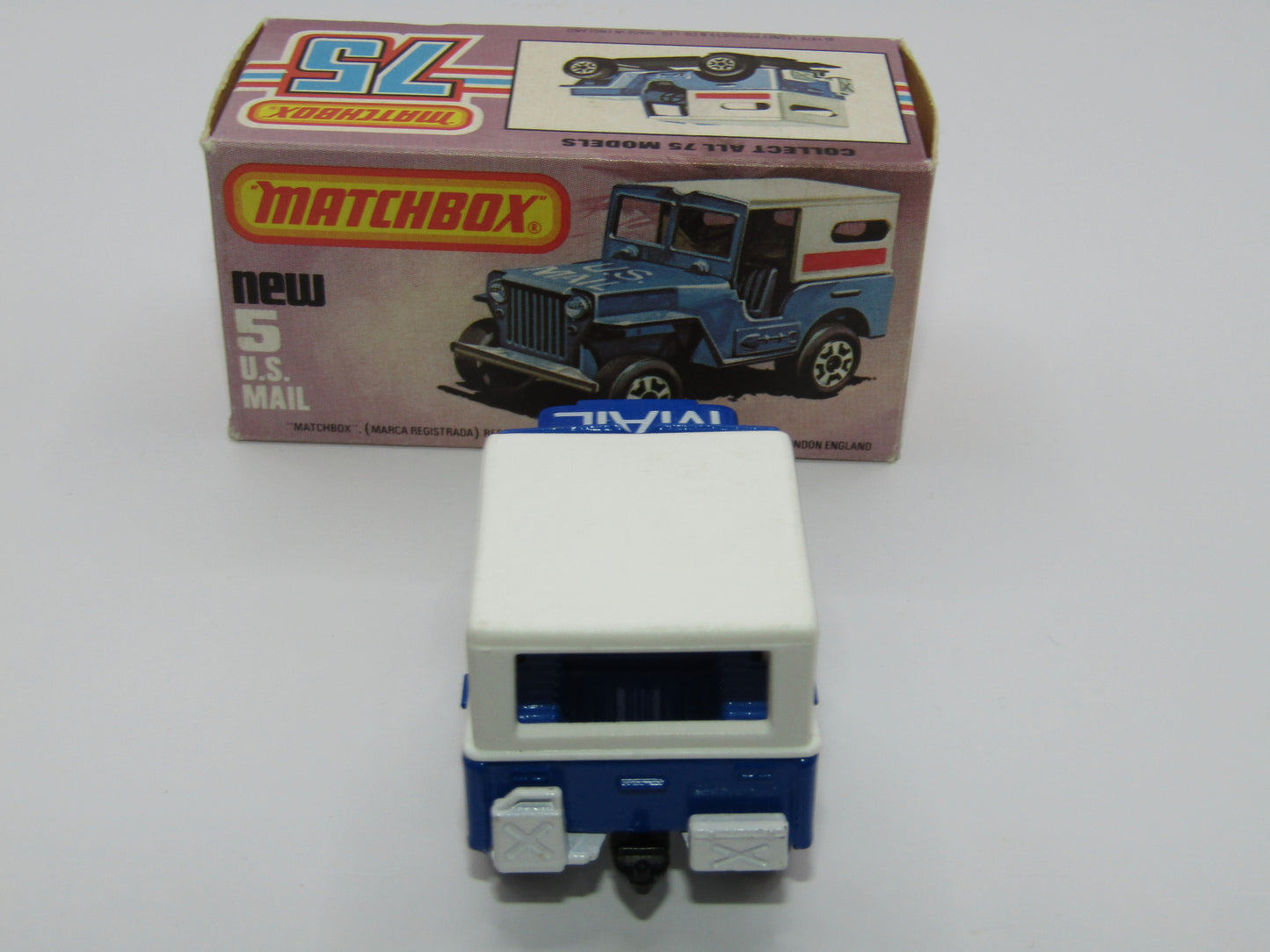 Matchbox Superfast 5C U.S Mail Truck Blue, LARGE Window in Canopy No 5 Base