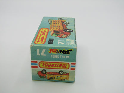 Matchbox Superfast 71C Cattle Truck FLAT RED AMBER Windows Tow Hook