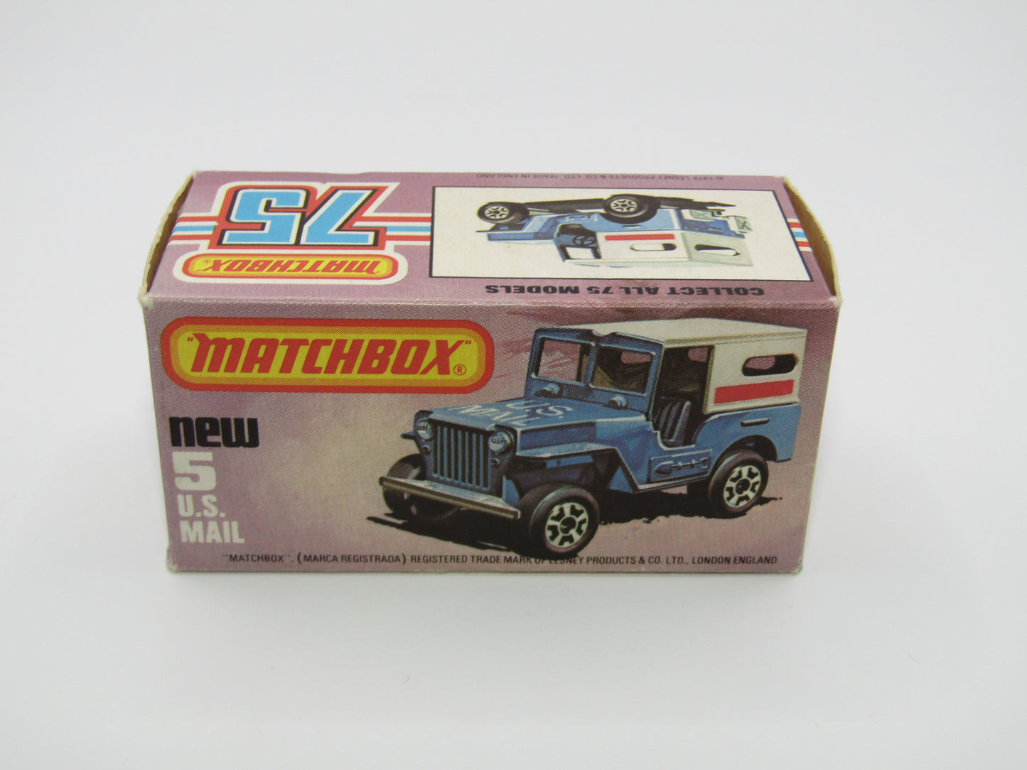 Matchbox Superfast 5C U.S Mail Truck Blue, LARGE Window in Canopy No 5 Base