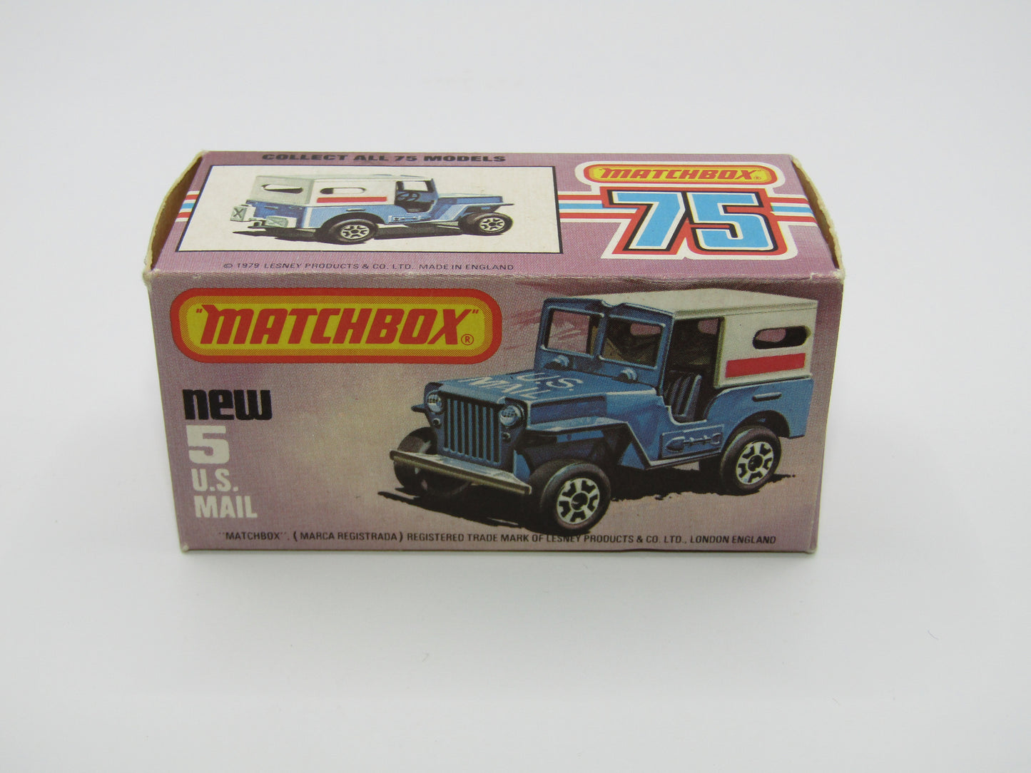 Matchbox Superfast 5C U.S Mail Truck Blue, LARGE Window in Canopy No 5 Base