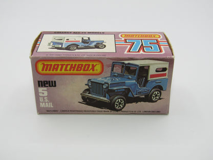 Matchbox Superfast 5C U.S Mail Truck Blue, LARGE Window in Canopy No 5 Base
