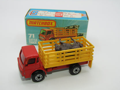 Matchbox Superfast 71C Cattle Truck FLAT RED, RED Windows Tow Hook