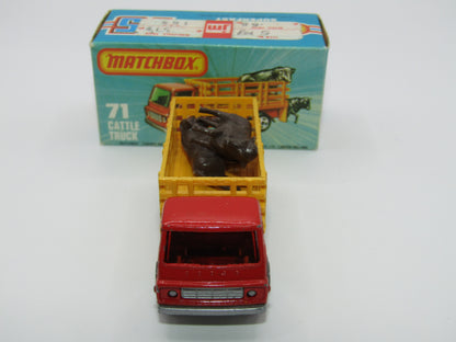 Matchbox Superfast 71C Cattle Truck FLAT RED, RED Windows Tow Hook