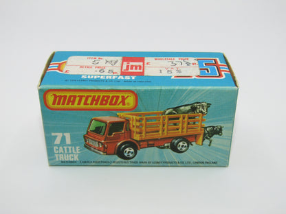 Matchbox Superfast 71C Cattle Truck FLAT RED, RED Windows Tow Hook