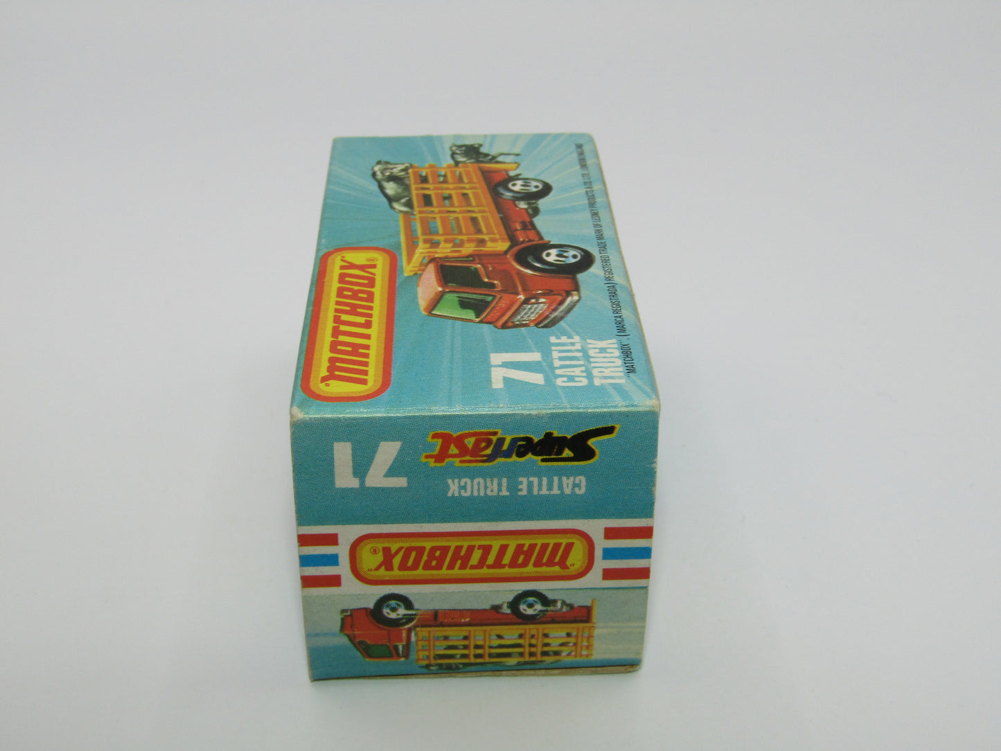 Matchbox Superfast 71C Cattle Truck FLAT RED, RED Windows Tow Hook