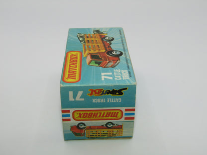Matchbox Superfast 71C Cattle Truck FLAT RED, RED Windows Tow Hook