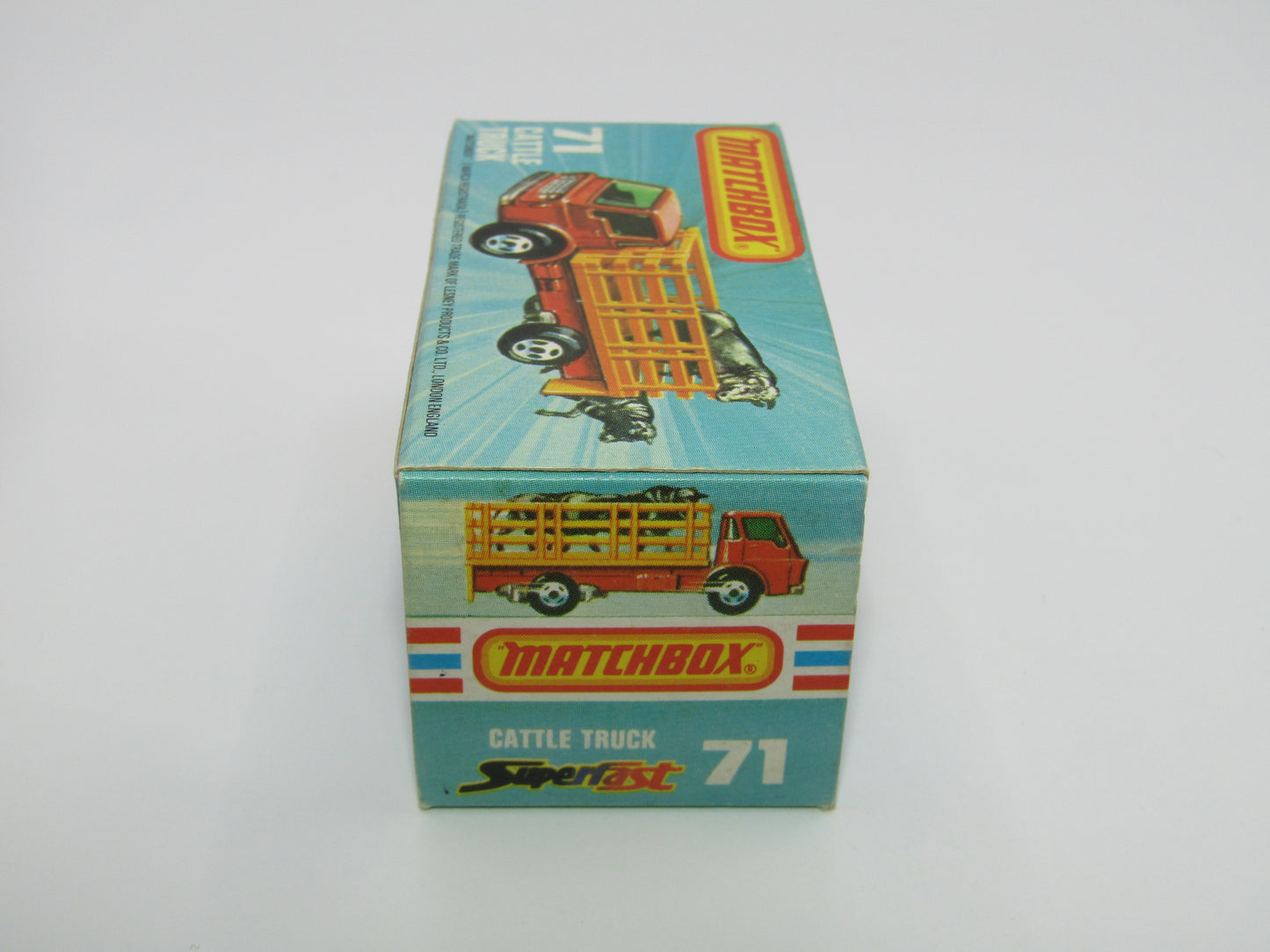 Matchbox Superfast 71C Cattle Truck FLAT RED, RED Windows Tow Hook