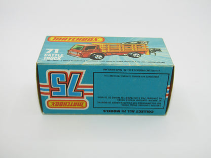 Matchbox Superfast 71C Cattle Truck FLAT RED, RED Windows Tow Hook