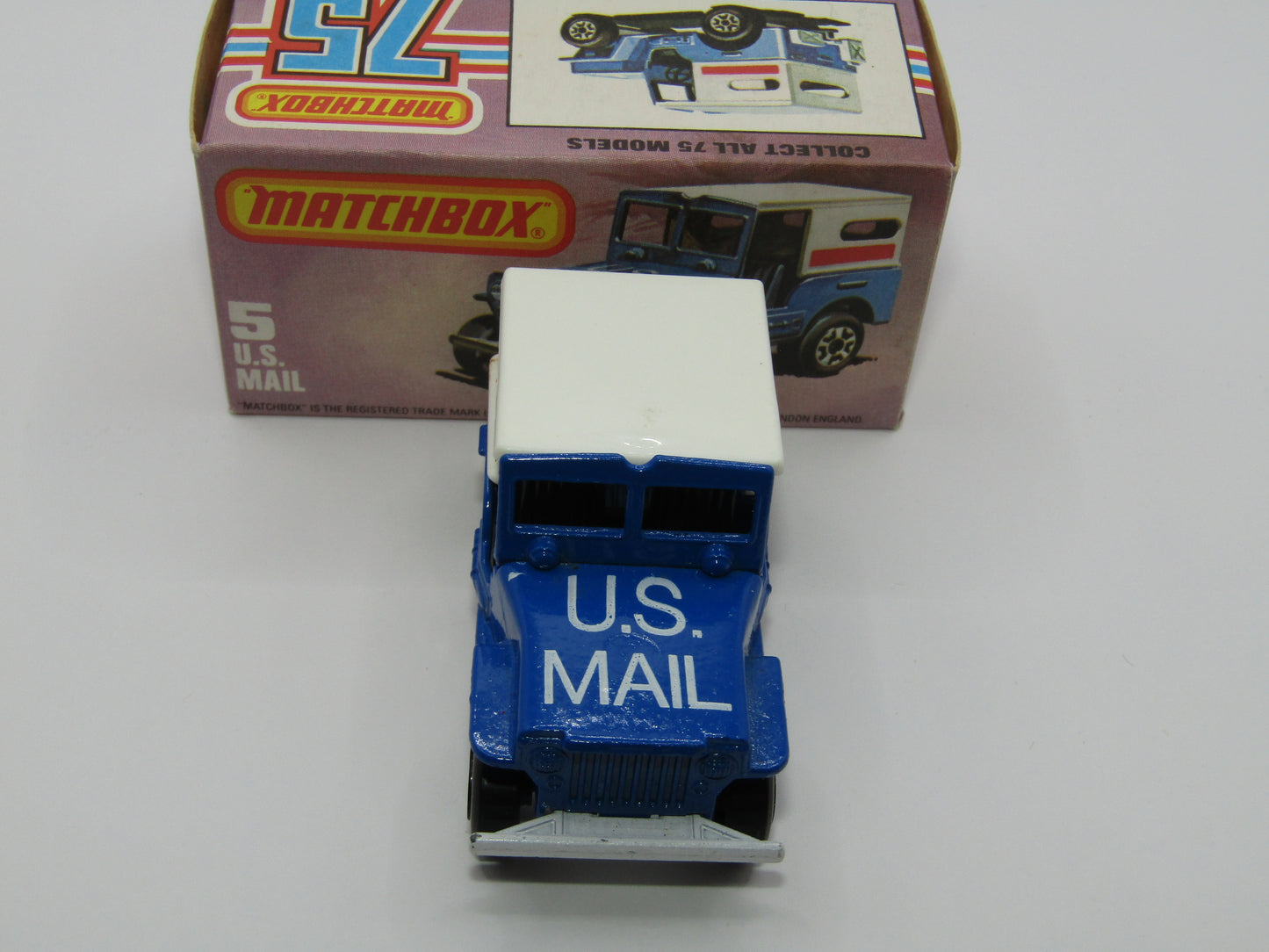 Matchbox Superfast 5C U.S Mail Truck Blue, LARGE LETTER FONT U.S MAIL TRUCK no 38 Base