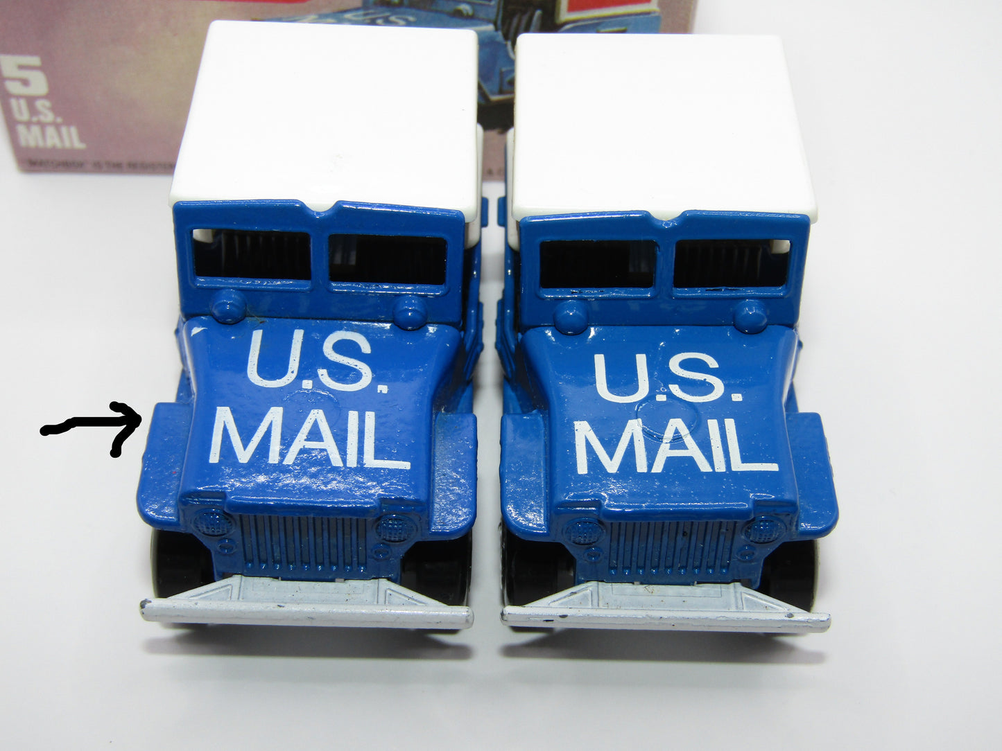 Matchbox Superfast 5C U.S Mail Truck Blue, LARGE LETTER FONT U.S MAIL TRUCK no 38 Base