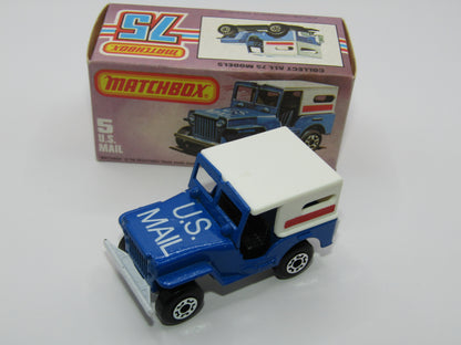 Matchbox Superfast 5C U.S Mail Truck Blue, LARGE LETTER FONT U.S MAIL TRUCK no 38 Base