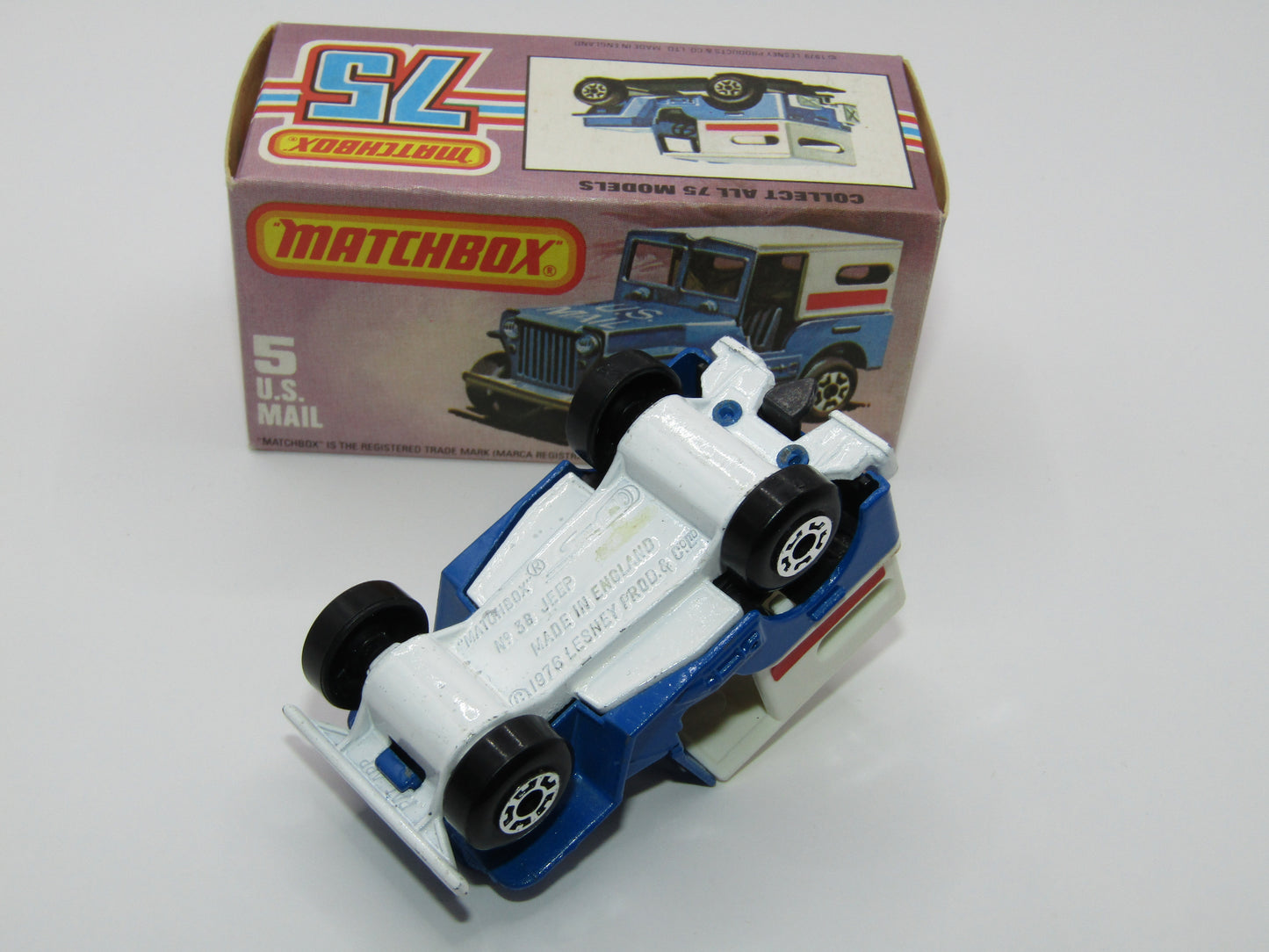 Matchbox Superfast 5C U.S Mail Truck Blue, LARGE LETTER FONT U.S MAIL TRUCK no 38 Base