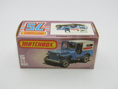 Matchbox Superfast 5C U.S Mail Truck Blue, LARGE LETTER FONT U.S MAIL TRUCK no 38 Base