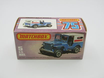 Matchbox Superfast 5C U.S Mail Truck Blue, LARGE LETTER FONT U.S MAIL TRUCK no 38 Base