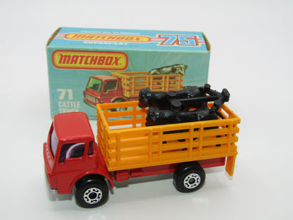 Matchbox Superfast 71C Cattle Truck FLAT RED, PURPLE Windows NO TOW Hook