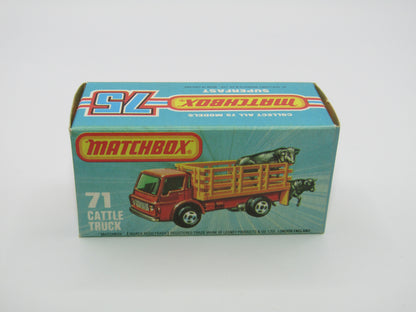 Matchbox Superfast 71C Cattle Truck FLAT RED, PURPLE Windows NO TOW Hook
