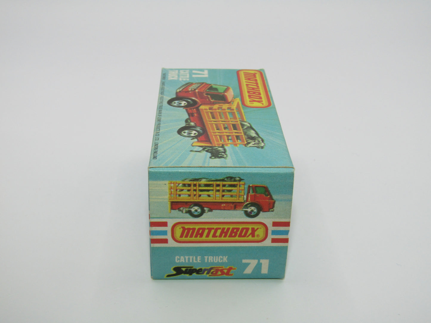 Matchbox Superfast 71C Cattle Truck FLAT RED, PURPLE Windows NO TOW Hook