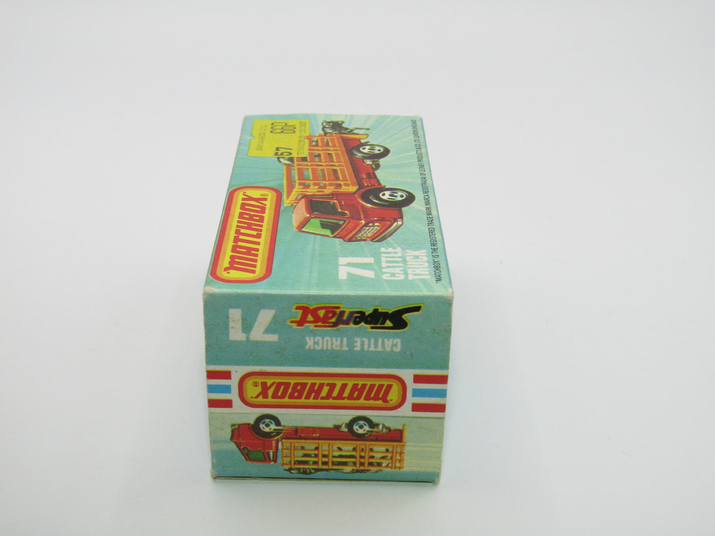 Matchbox Superfast 71C Cattle Truck FLAT RED, PURP Windows Lt Yellow Stakes