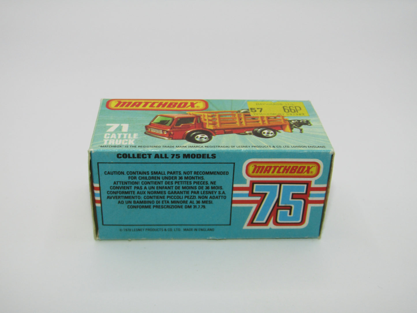 Matchbox Superfast 71C Cattle Truck FLAT RED, PURP Windows Lt Yellow Stakes