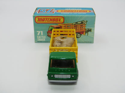 Matchbox Superfast 71C Cattle Truck FLAT GREEN, Light Amber Windows