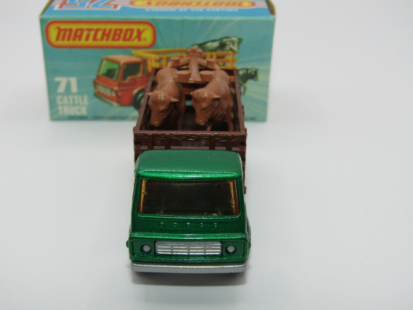 Matchbox Superfast 71C Cattle Truck Metallic Green DARK BROWN Stakes