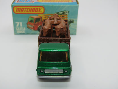 Matchbox Superfast 71C Cattle Truck Metallic Green DARK BROWN Stakes