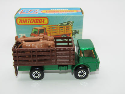 Matchbox Superfast 71C Cattle Truck Metallic Green DARK BROWN Stakes