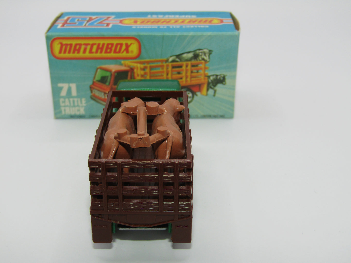 Matchbox Superfast 71C Cattle Truck Metallic Green DARK BROWN Stakes