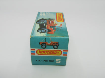 Matchbox Superfast 5D 4X4 Jeep DARK BRONZE, Roll Bar, Wide Maltese Cross Wheels