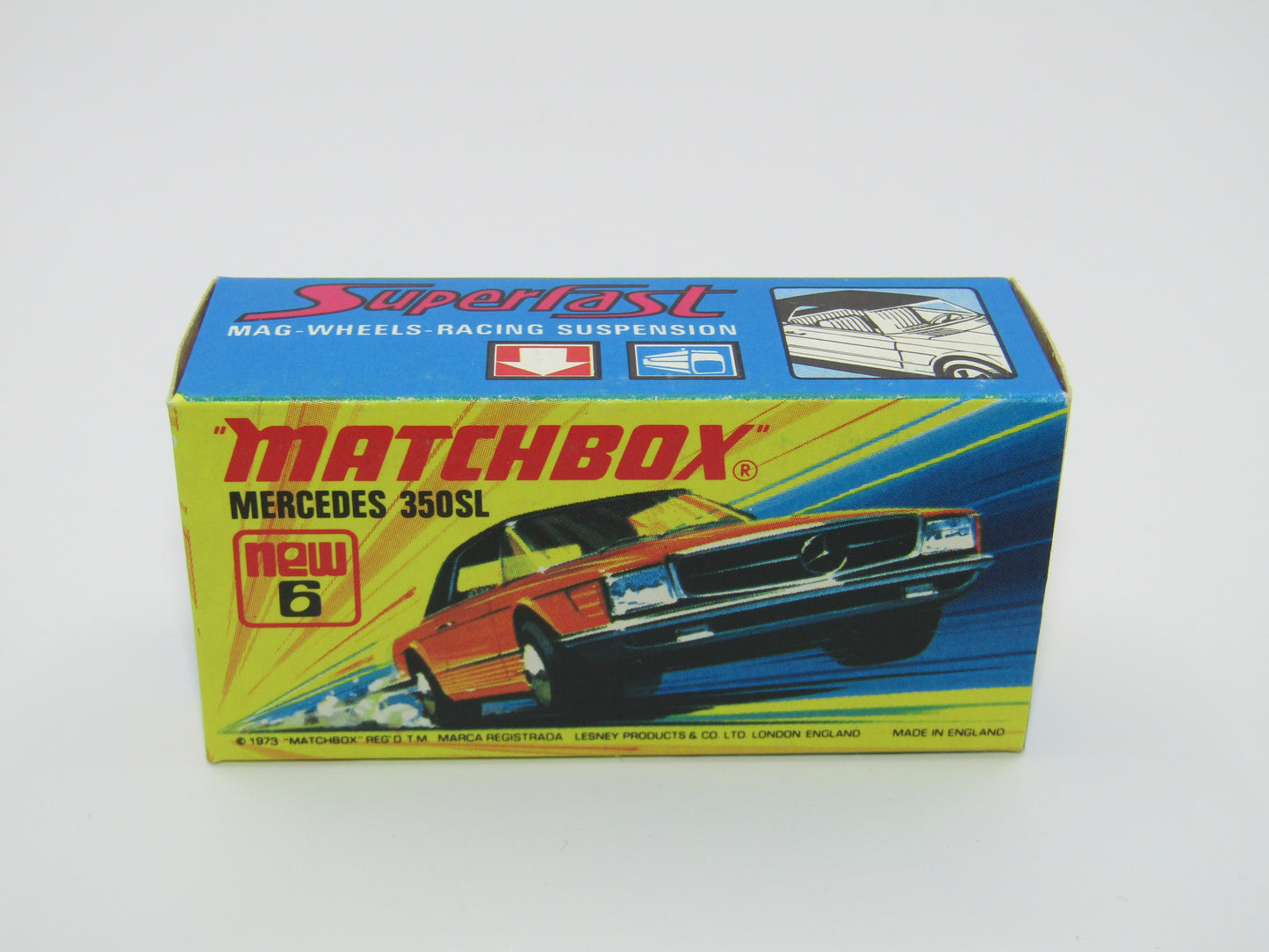 Matchbox Superfast 6B Mercedes 350SL Dark Yellow CLEAR Windows 5 Arch Wheels