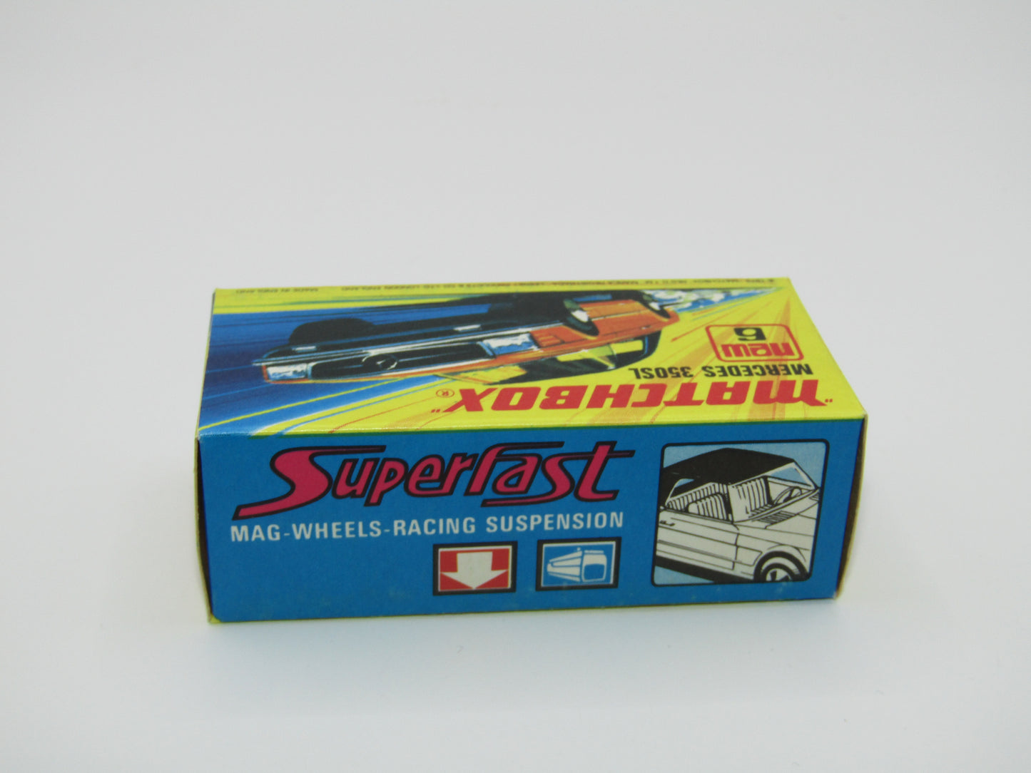 Matchbox Superfast 6B Mercedes 350SL Dark Yellow CLEAR Windows 5 Arch Wheels