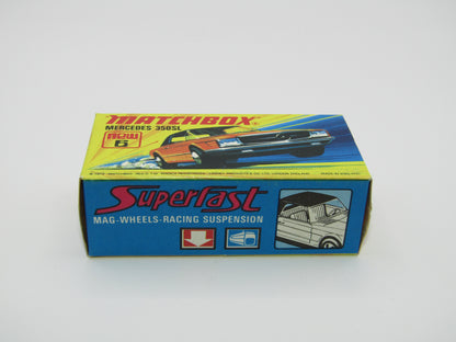 Matchbox Superfast 6B Mercedes 350SL Dark Yellow CLEAR Windows 5 Arch Wheels