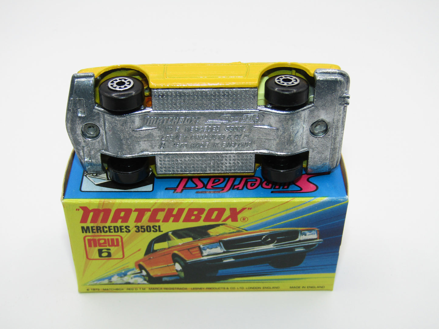 Matchbox Superfast 6B Mercedes 350SL Light Yellow 5 Arch NARROW Wheels