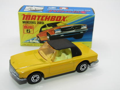 Matchbox Superfast 6B Mercedes 350SL Light Yellow 5 Arch NARROW Wheels