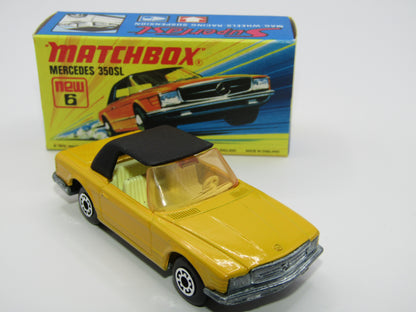 Matchbox Superfast 6B Mercedes 350SL Light Yellow 5 Arch NARROW Wheels