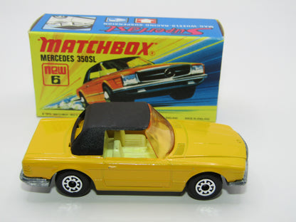 Matchbox Superfast 6B Mercedes 350SL Light Yellow 5 Arch NARROW Wheels