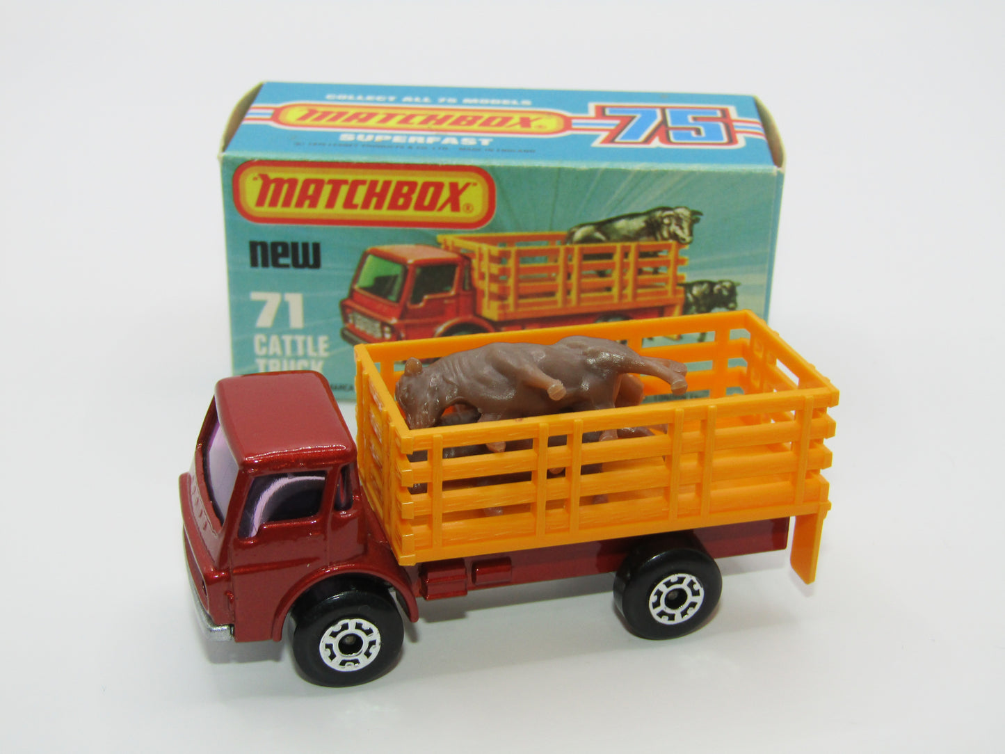 Matchbox Superfast 71C Cattle Truck Metallic DARK Bronze PURPLE Windows