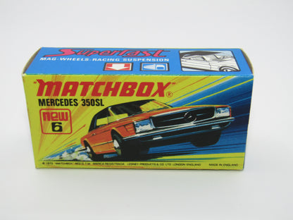 Matchbox Superfast 6B Mercedes 350SL Light Yellow 5 Arch NARROW Wheels