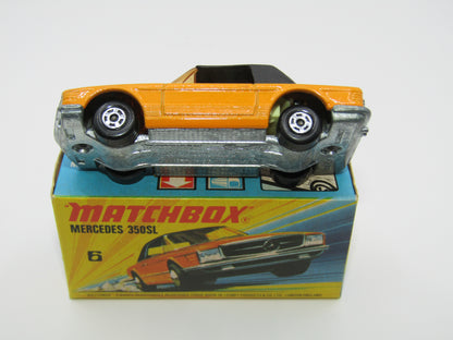 Matchbox Superfast 6B Mercedes 350SL Orange 5 Spoke SMALL Wheels