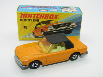 Matchbox Superfast 6B Mercedes 350SL Orange 5 Spoke SMALL Wheels